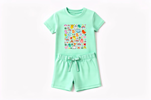 Conjunto de ropa cómoda para niños, camiseta de algodón y pantalones cortos, ropa de verano transpirable y ligera, talla personalizada - Product Image 4