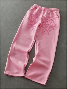 Pantalon de survêtement ample pour homme, style Y2K, motif toile d'araignée, taille élastique, jambe large, streetwear - Product Image 2