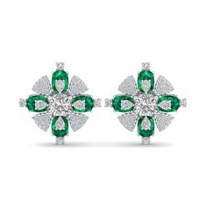 REYES Pendientes de Oro Sólido de 14K con Diamante Certificado IGI y Esmeralda, con Cierre de Rosca, para Mujer, Joyería Fina - Product Image 2