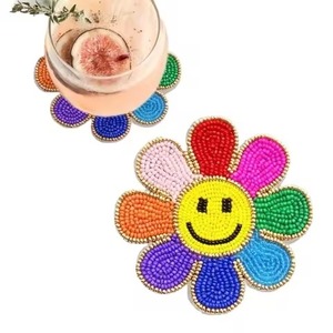 Handmade Premium Beaded Embroidery Table Mat Coaster Fancy Decorative Seed Beads Drink Coaster For Events - Product Image 5