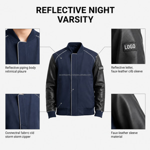 Veste universitaire personnalisée pour hommes, vente en gros, veste bomber de baseball pour hommes, broderie, logo, OEM, marque privée - Product Image 6