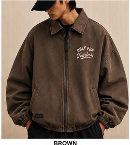Chaqueta de Piloto Negra para Hombre, Estilo Casual Holgado con Cuello Camisero y Cierre Frontal, Ideal para Otoño - Product Image 2