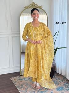 Traje Salwar Amarillo de Tela de Rayón, Diseño Moderno, Estilo Indio-Pakistaní, Exclusivo, para Mujer, Ideal para Fiestas y Bodas, Ropa Étnica - Product Image 4