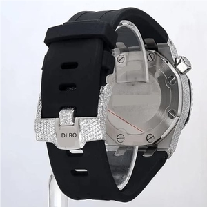 Reloj de Pulsera de Lujo para Hombre con Logotipo Personalizado, Diamantes, Caja Redonda de Acero Inoxidable, Correa de Goma Negra, Mecánico - Product Image 3