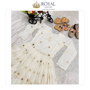 Collection luxueuse de robes pour filles en soie Vichitra pure, style traditionnel, avec broderies et sequins. - Product Image 2