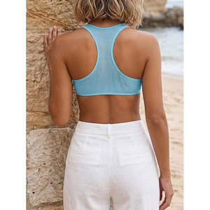 Soutien-gorge de sport athlétique sans couture en maille, haute densité, élastique, anti-frottement, confortable et ajusté, pour l'entraînement - Product Image 4
