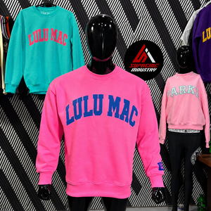 เสื้อสเวตเชิ้ตคอกลมยูนิเซ็กซ์ Lulu Mac สีน้ำเงินขาว พิมพ์ลายตัวอักษร ทรงปกติ ผ้าฝ้าย 100% สวมใส่สบายๆ ในฤดูร้อน รับสกรีนโลโก้ - Product Image 3