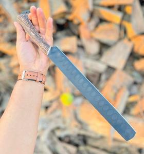 Couteau de Chef Professionnel Incurvé pour Viande, Hachoir à Viande en Acier Inoxydable avec Manche en Bois, Couteau à Découper et Trancher, Manche en Bois de Cerf Revêtu Noir - Product Image 1