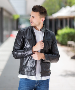 Veste d'hiver unisexe en cuir de vachette véritable de haute qualité, OEM ODM, écologique, imperméable, respirante, col montant, personnalisable - Product Image 3
