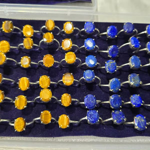 Lot en gros de bagues en pierres semi-précieuses naturelles mélangées, bijoux pour détaillants, coupe ovale/carrée, polies, écologiques - Product Image 5