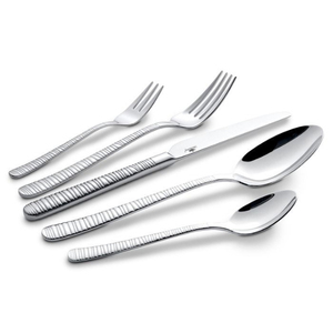 <b>Retro</b> Striped Ceramic Handle Flatware Set Stainless Steel Mirror Polish Dishwasher Safe For Party Use Handmade Cutlery Sets - Product Image 2