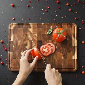 Planche à découper rectangulaire en bois pour la cuisine - Non toxique, facile à nettoyer, passe au lave-vaisselle, épaisseur 1,3 cm - Product Image 5