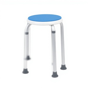 Taburete de ducha de aleación de aluminio KS, asiento redondo antideslizante para personas mayores y mujeres embarazadas, uso en el baño, color azul - Product Image 4