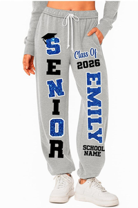 Pantalon de jogging décontracté en molleton respirant à taille mi-haute avec cordon de serrage pour la promotion senior 2026 – Collection Hiver - Product Image 2