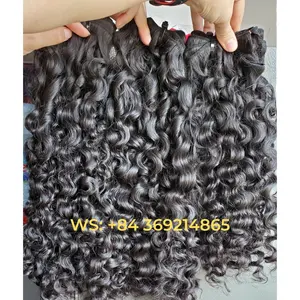 Healthy Double Drawn Black Burmese curly Weft Hair , 100% real human hair high quality from young Vietnamese girl