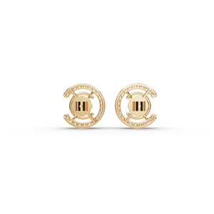 Boucles d'oreilles pendantes style vintage C Curve, géométriques, avec diamant de laboratoire, plaqué or 14K 18K, or rose, pierre principale en or pavé et coquillage - Product Image 4