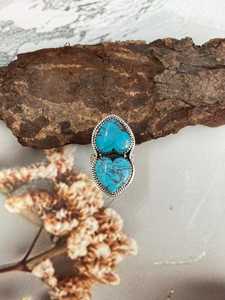 Arizona Turquoise Heart <b>Adjustable</b> <b>Ring</b> Handmade Sterling Silver Southwestern Artisan Boho Jewelry for Her - Product Image 1