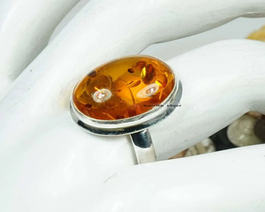 Bague en argent sterling 925, style classique, bague en argent fin, cadeau d'anniversaire, bague en argent avec ambre baltique naturel - Product Image 4