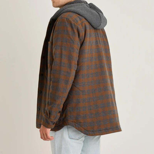 Wholesale Streetwear <b>Flannel</b> Shirt <b>Jacket</b> Long Sleeve Plaid Polyester Lined Breathable - Product Image 6