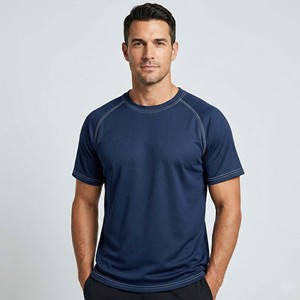 High Quality Moisture Wicking Blank Men's Sports Activewear T Shirt Blue Raglan Sleeve Workout <b>Tee</b> - Product Image 1