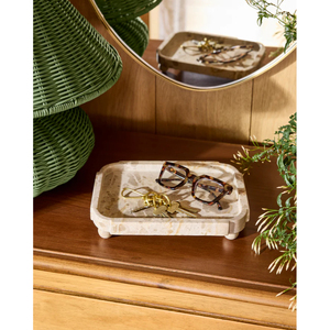 Vintage <b>White</b> Marble Serving Tray with Elegant Curve Edge & <b>Corner</b> Modern Decorative Platter for Wedding Kitchen Decor Supplies - Product Image 4