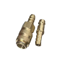 Raccord rapide pneumatique en laiton de type mini européen et prise avec raccord cannelé nickelé, interchangeable avec le type Rectus 21