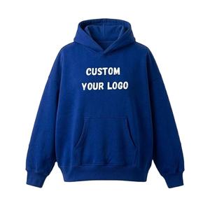 Free Sample Custom Logo Hoodie Men's Oversized Streetwear Pullover Hoodie Solid Color Cotton Fleece Sweatshirt - Product Image 1