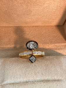 Anillo de Diamantes Cultivados en Laboratorio con Corte Asscher y Ovalado, con Banda de Media Eternidad de Esmeraldas y Corte Redondo, Oro Sólido de 14K, Amuletos Sorpresa para Boda - Product Image 3