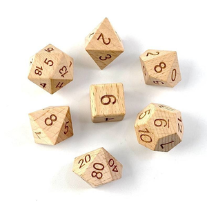 ชุดลูกเต๋าเกม D&D รูปทรงหลายเหลี่ยม ทำจากไม้แกะสลักโลโก้ตามสั่ง เป็นมิตรกับสิ่งแวดล้อม สำหรับเด็กและผู้ใหญ่ - Product Image 2