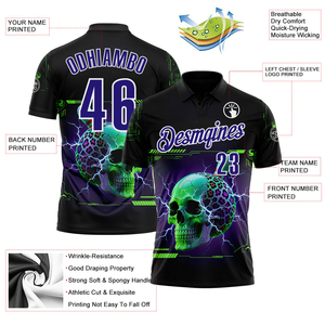 เสื้อทีมคุณภาพสูงสั่งทำพิเศษ สีดำ ม่วงเข้ม ขาว ระบายอากาศได้ดี แห้งเร็ว พิมพ์ลายสายฟ้า 3 มิติ ผ้าฝ้ายถัก 100% - Product Image 2