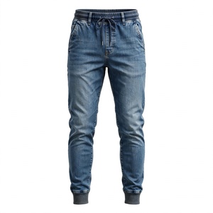 Jean Jogger en Denim Délavé pour Homme, Taille Élastique à Cordon, Coupe Slim, en Coton, Style Décontracté, Exporté du Bangladesh - Product Image 1