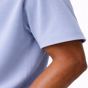 T-shirt uni surdimensionné pour homme, manches courtes, en coton, coupe décontractée, col rond, couleur unie, ajustement confortable, épaules tombantes - Product Image 5