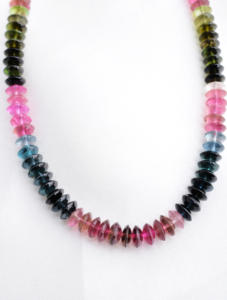 Collar de turmalina natural multicolor con cuentas lisas, piedra preciosa para la elaboración de joyería fina. - Product Image 4
