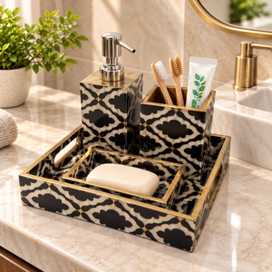 Juego de Accesorios de Baño de Madera Hechos a Mano de Tres Piezas con Estampado Floral, Marca DECORYUG, Empaque Personalizado, Venta al Por Mayor - Product Image 6