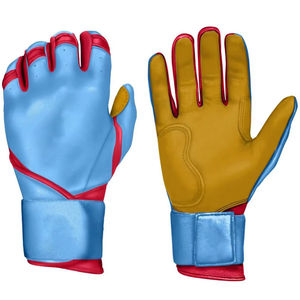 ถุงมือตีเบสบอลสีฟ้าและสีแดงเข้มแบบ Pro-Grip – ฝ่ามือทำจากหนังสีแทนแบบมีพื้นผิว – ถุงมือตีประสิทธิภาพสูงสำหรับผู้ใหญ่และเยาวชน - Product Image 1