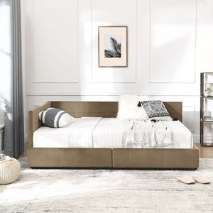 Letto contenitore matrimoniale trapuntato con schienale e braccioli confortevoli, divano letto imbottito per camera da letto - Product Image 5