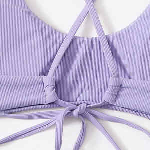 Ensemble 2 pièces pour femme, bikini triangle uni avec logo frontal, service OEM, respirant, séchage rapide, vêtements de plage, vente chaude, haute qualité - Product Image 3