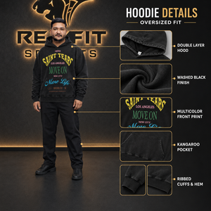 Mens Oversized <b>Hoodie</b> Heavyweight Polyester <b>Fleece</b> Multicolor Breathable <b>Lined</b> Winter Pullover Casual Streetwear Loose Fit - Product Image 4