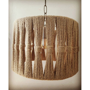 Hand-Woven Jute Pendant Lamp Eco-Friendly Hemp <b>Rope</b> Hanging <b>Light</b> Fixture Wholesale Boho Chic Farmhouse Ceiling Chandelier - Product Image 4