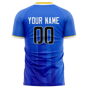 เสื้อฟุตบอลชายลายทางสีน้ำเงินแบบซับลิเมชั่น แขนสั้น ระบายเหงื่อได้ดี คอกลม ชุดทีม ใส่ได้ทุกฤดู - Product Image 5