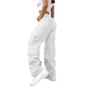 Women Cargo Pants High Waisted Loose Fit Casual <b>Trousers</b> Multi Pocket Ladies Fashion Wholesale Clothing - Product Image 4