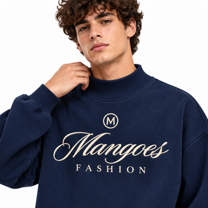 Sudadera de cuello alto unisex Mangoes Fashion con letras bordadas, estampado informal, de algodón tejido, manga larga, para invierno, con insignia - Product Image 4