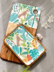 Handmade Wood Enamel Coated Appetizer <b>Platter</b> Snack Presentation Tray Tea Coffee Serving Board Dining Table Kitchen Home Restaur - Product Image 5