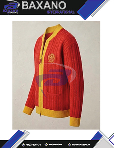 NSPDK Sorority Cardigan <b>Sweater</b> Red & Yellow Embroidery Stylish College Apparel for Women Knitwear Casual Acrylic Knit <b>Sweater</b> - Product Image 5