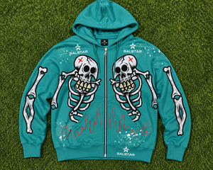 Men's <b>Gothic</b> Skeleton Graphic Green Hoodie <b>Jacket</b> Custom Printed Zip Up Hoodie Streetwear Casual Fashion Hooded <b>Jacket</b> - Product Image 6