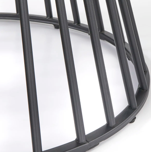 Table à manger de style rustique moderne, base en bois d'acacia massif en forme de tambour, plateau en marbre, finition naturelle à base d'eau. - Product Image 4