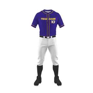 Custom Baseball Uniform Men's Purple White Jersey <b>Pants</b> Set Team Name 10 Screen Printed Moisture Wicking All Seasons - Product Image 3