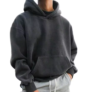 Custom <b>Vintage</b> Faded Hoodie Men Washed Charcoal <b>Oversized</b> Heavyweight 320GSM Fleece Pullover Hooded <b>Sweatshirt</b> - Product Image 6