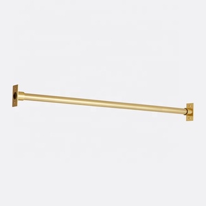 Tringle à rideaux murale/plafond en laiton brossé moderne, finition dorée, détachable, pour armoire, style ferme, hôtel - Product Image 3