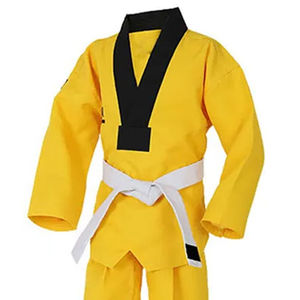 Uniforme de Taekwondo de qualité supérieure fabriqué au Pakistan, arts martiaux, couleur jaune, prix de gros, OEM, vente chaude, coton, manches longues - Product Image 4